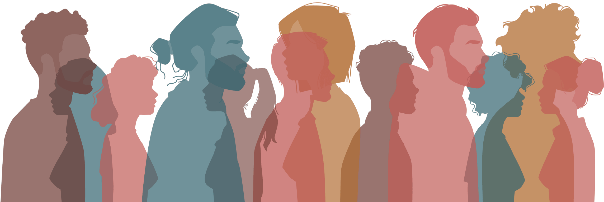 Silhouettes of diverse people